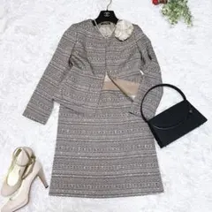 美品✨　ニューヨーカー セットアップ スーツ 9号 ツイード　上品 セレモニー