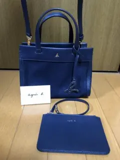 極美品☆アニエスベー ミニトートバッグ ショルダーバッグ　金金具ロゴ 2way