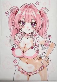 ♡一点物♡ 手描きイラスト 原画 オリジナルイラスト 美少女