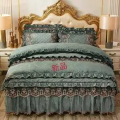 ワイドダブル ベッド用品4点セット ．寝具 枕カバー掛け布団カバー ベッドパA