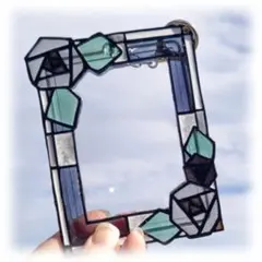 トレカケースキーホルダー(B8)ステンドグラス風[黒](SG-TK-BC-01)