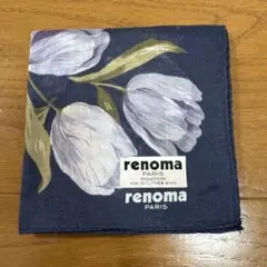 【新品未使用】renoma PARIS ハンカチ チューリップ柄 ネイビーレノマのサムネイル
