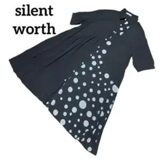 silent worth ドット　タックフレア ドッキング　総柄ロングワンピース