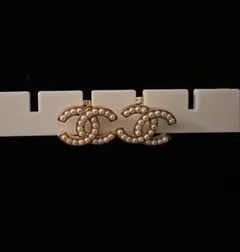 CHANEL パールダブルCロゴピアス