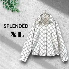 SPLENDED [13] シャツブラウス 大きめ ダイヤカット 総柄 白