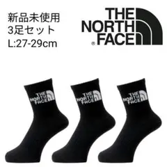 新品未使用 ザ ノースフェイス ジャカードロゴ クルー ソックス 黒 3足 L