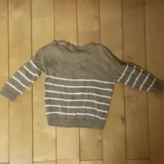 H&M ベージュと白のストライプ長袖ニット