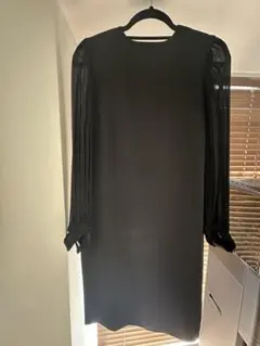 ユナイテッドアローズ シースルー長袖 黒ロングワンピース【美品】