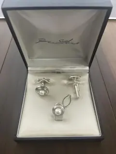 カフスボタン タイピン ラペルピン セット メンズ フォーマル シルバー パール