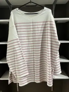 LEPSIM ボーダー ピンク ロンT フリー ゆったり 大きいサイズ