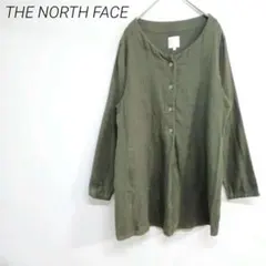 THE NORTH FACE ボタンシャツ オリーブ　L 麻混合　☆3169のサムネイル