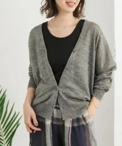 新品◆DOORS◆リネンVネックカーディガン《CHARCOAL》アーバンリサーチ