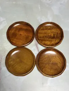 木製 豆皿 小皿 菓子皿 銘々皿 プレート ４枚セット