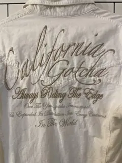 Gotcha ホワイト長袖シャツ M 刺繍 y2k