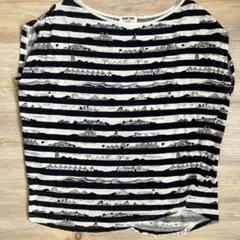 マーブル　世界遺産ボーダーハーフスリーブTシャツ ネイビー×ホワイト　綿100%のサムネイル