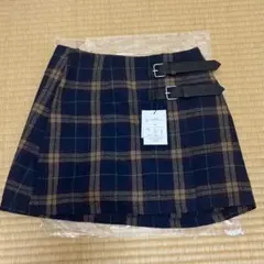 GRL インパン裏地付きチェック柄ベルトトラップ風ミニスカート