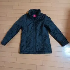 レディースカジュアル中綿ジップジャケットコートブラック黒Mサイズ軽量防寒暖か