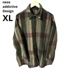 neos オーバーシルエット 起毛 チェック シャツジャケット XL
