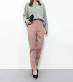 BY∴ ハイウエストカラーテーパードパンツ