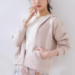 クチュールブローチ リボン刺繍ダンボールZIPフーディ パーカー