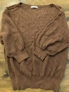美品⭐︎テチチ　薄手ニット　ブラウン　8分袖