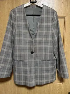 GU グレー系チェック テーラードジャケット