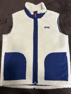 Patagonia フリースベスト　XL ホワイト/ネイビー