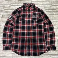 90s BURNSIDE フランネルシャツ チェック 刺繍デザイン 企業ロゴ