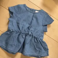 【新品　未使用】プティマイン リボン　デニム　チュニック　90cm