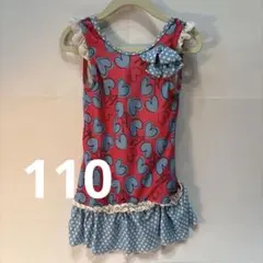 110 女児　女の子 ハート柄 ワンピース水着