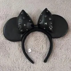 スタッズ付き黒ミッキー耳カチューシャ