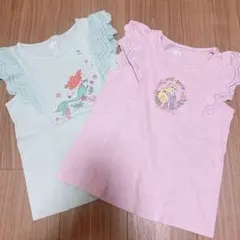 新品UNIQLO ディズニー 半袖Tシャツ 120 アリエル ラプンツェル 2枚のサムネイル