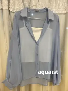 シアーシャツ ブラウス 透け感 長袖シャツ Lサイズ