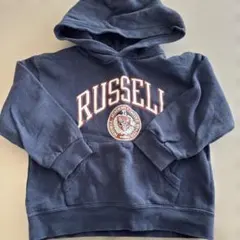 紺色　ラッセル　フード付きトレーナー裏毛
