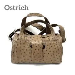 オーストリッチレザー ベージュ ハンドバッグ