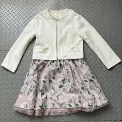 サイズ120cm キッズ フォーマル ホワイトジャケットと花柄スカートセット