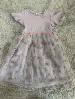 エニィファム ラベンダー刺繍ワンピース 120