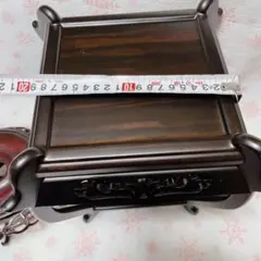 唐木黒檀花台　新型松彫　唐木花台　木製花台・生花・壺・盆栽・美術品台