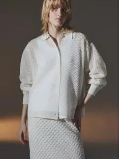 rim.ark Lace knit SH レースニットシャツ 38 ホワイト