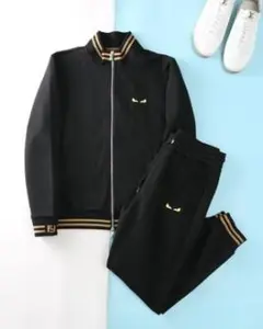 ブラック スポーティー ジャケット パンツ セット
