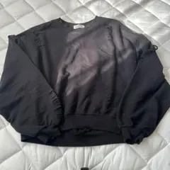 ブラック ラフカットオフ スウェット