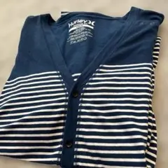 【訳あり400円】Hurley ハーレーボーダーカーディガンL綿100ロゴ入りのサムネイル