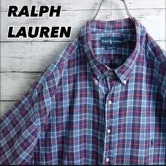 希少古着Ralph Lauren BIG SHIRT チェックBDシャツ 90s