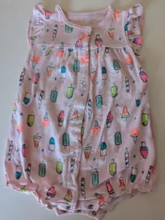カーターズ9Mアイスクリーム柄ロンパース ピンク