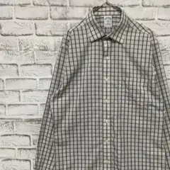 ブルックスブラザーズ長袖シャツ！ホワイトブラックチェックM 0417