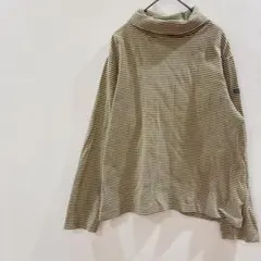 a916 イーストボーイ ボーダータートルネック ベージュ M