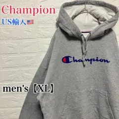●D391【US輸入】チャンピオン スウェットパーカー グレー系 メンズ【XL】