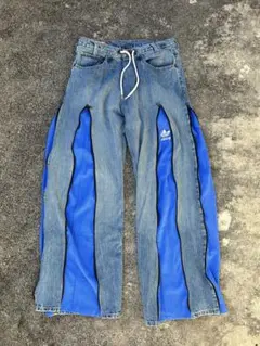 Adidas リメイクデニムパンツ remake adidas line denim pants | 360
