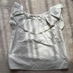 【24時間以内発送！】フリル付き ホワイト ノースリーブ　ブラウス