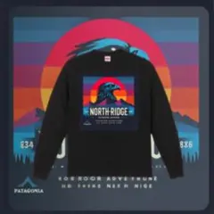 サンセット イーグル グラフィック ロンT L ブラック